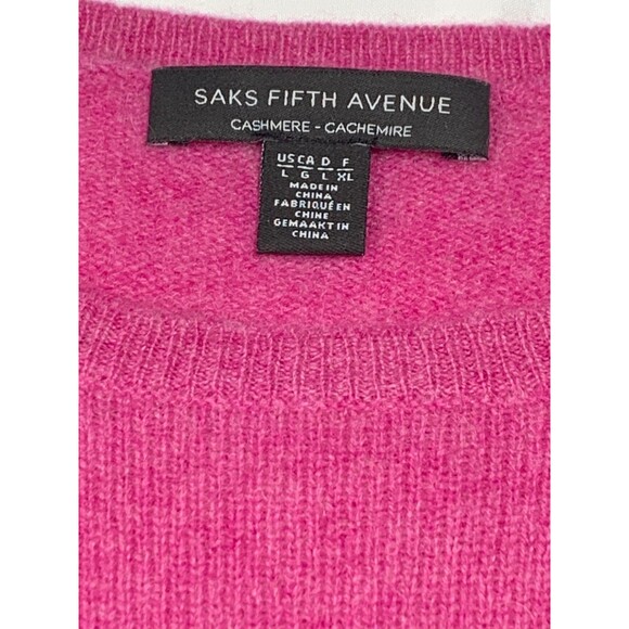 Saks Fifth Avenue Sweater Womens L Pink 100% Cashmere Short Sleeve Crewneck - Picture 2 of 8